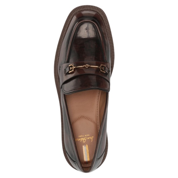 SAM EDELMAN Laurs Lug Sole Loafer Chestnut Shiny Size 10 NWOT - Picture 2 of 13